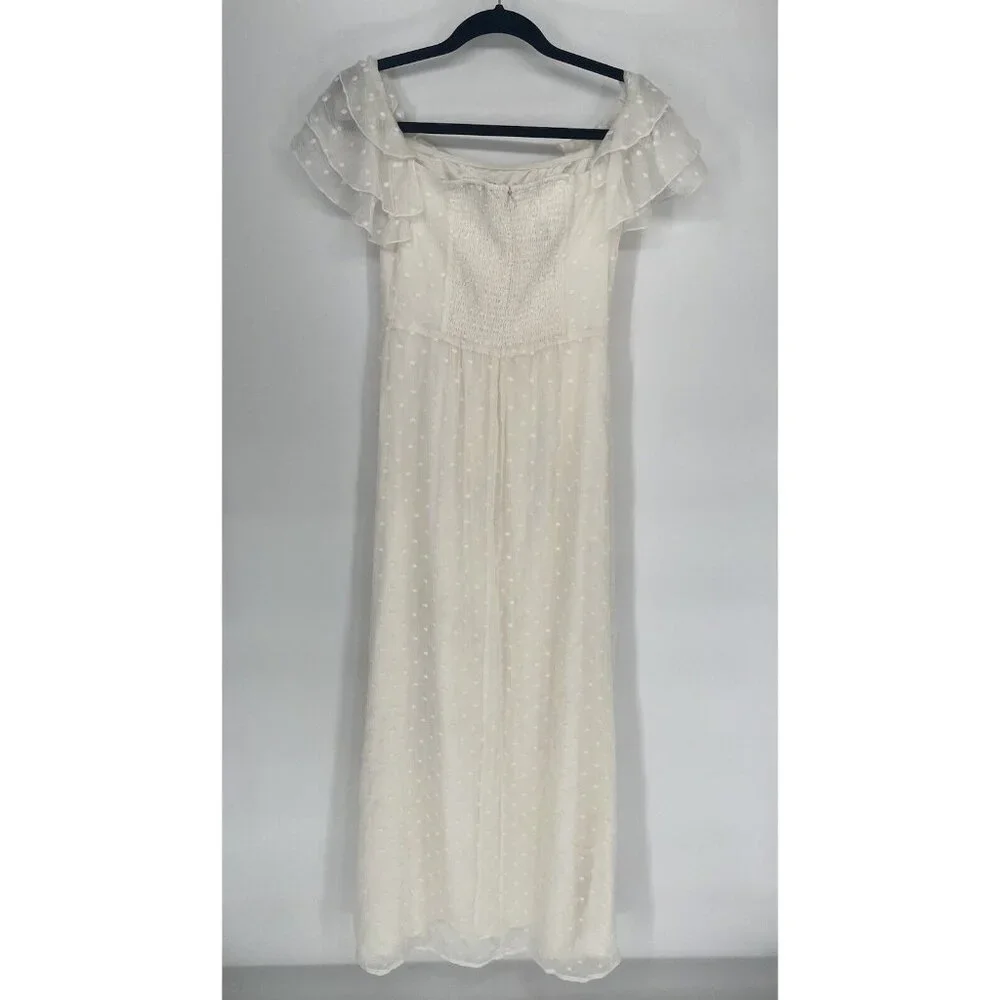 Modcloth Southern Belles Ringing Maxi Boho Bridal‎ Dress In Ivory Large Size S